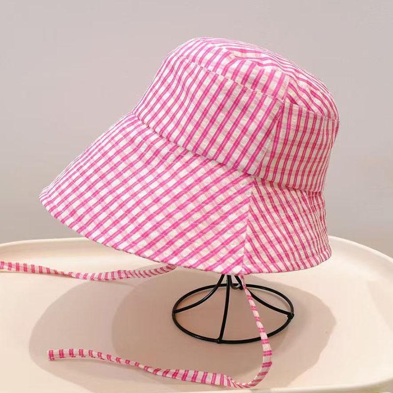Spring Summer Plaid Bucket Hat Women Visor Fashion Large Size Face Slimming Fisherman Hat