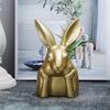 Cute Resin Rabbit Ornament Black White Rabbits Figurine for Easter Small Size Indoor Decorations Gift