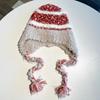 Autumn and Winter Striped Splicing Wool Hat Women's Velvet Thickened Warm Ear Protection Big Head Circumference Lei Feng Knitted Hat