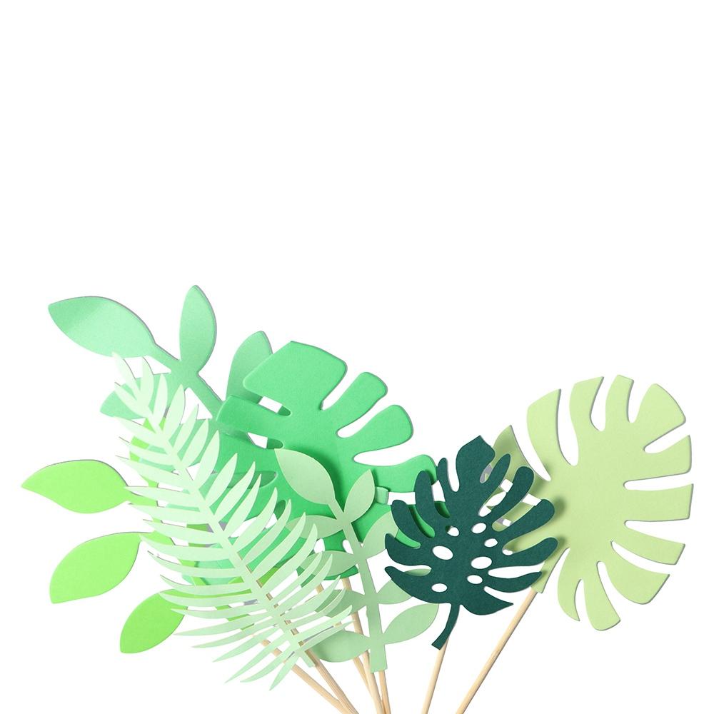 Wedding Greenery Wedding Palm Leaf Cake Topper Tropical Leaves Cupcake Decoration Party Supplies