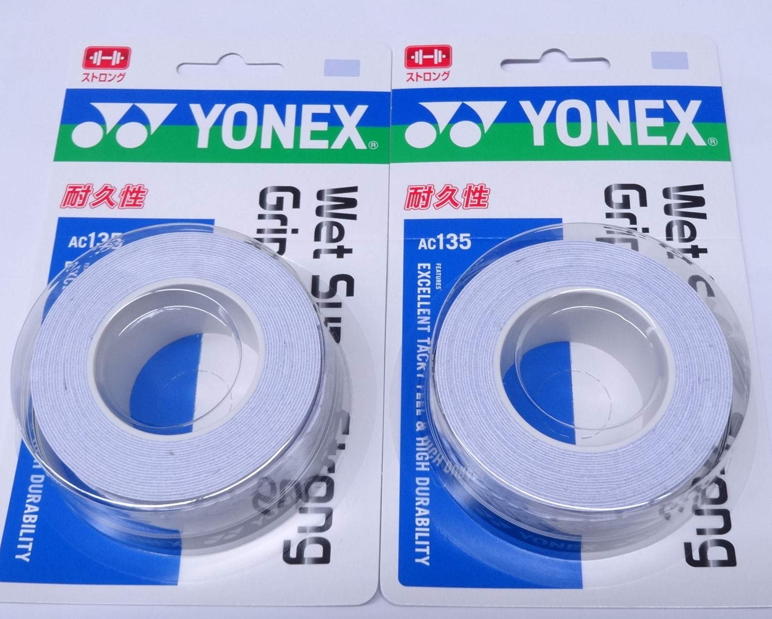 YONEX Теннисная обмотка мокрая суперпрочная, набор: лента, обмотка, 3 шт., AC135-011 (Белый/FF/Мужской, Женский, Юниорский)