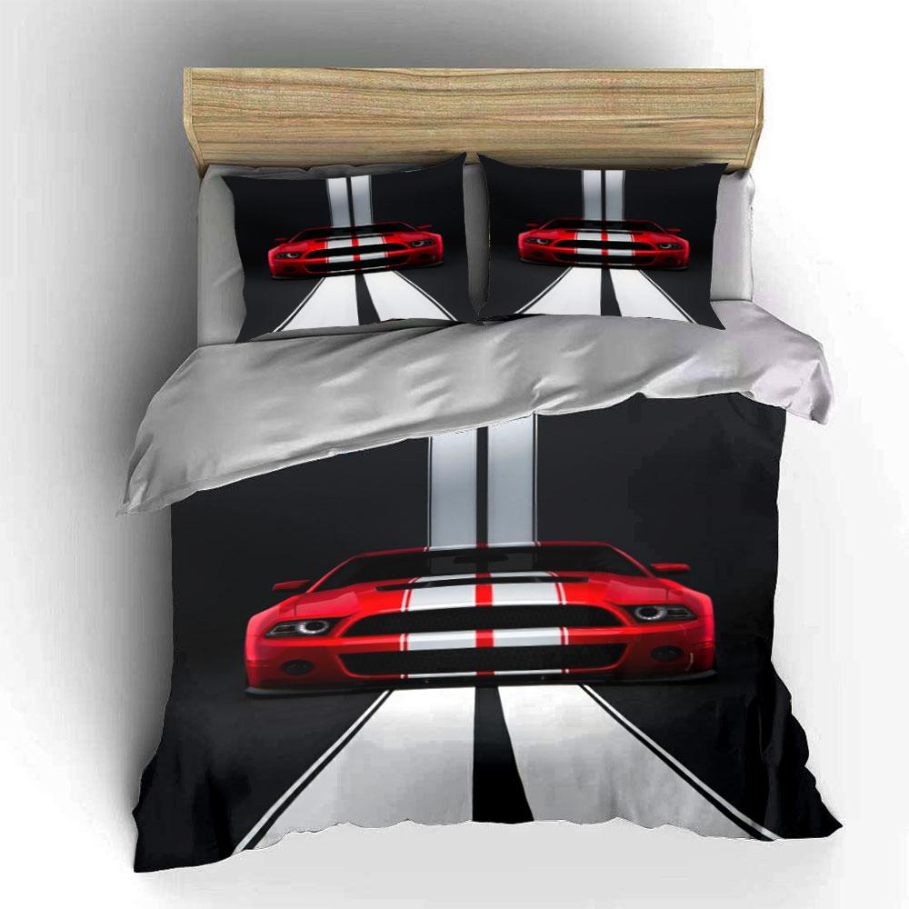Red Car, White Stripes. Bedding Sets Duvet Cover Sets Duvet Covers Pillowcases(1* Duvet Cover 2* Pillowcases Without Duvet Insert)