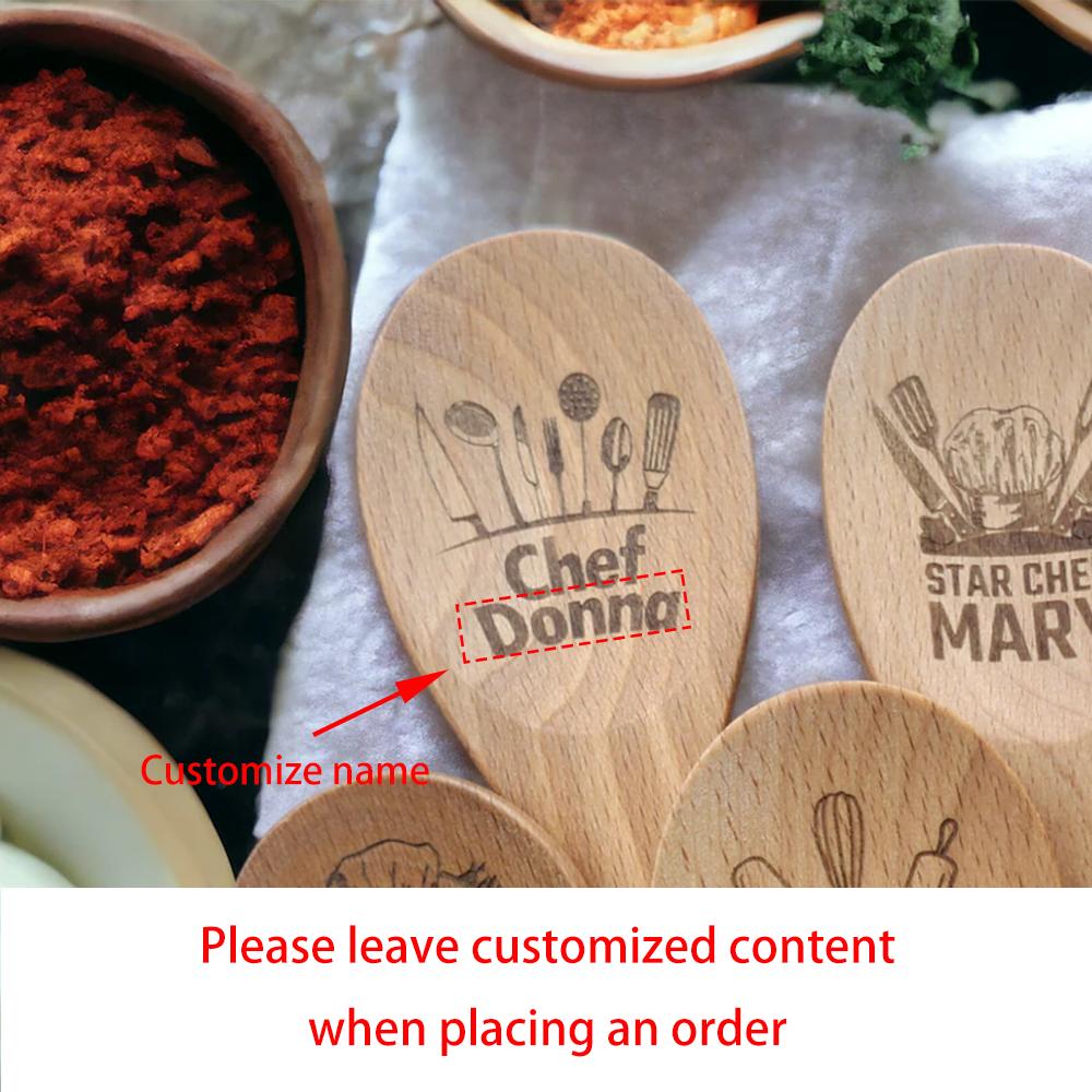Custom Engraved Wooden Spoon Baking Cooking Supplies Kitchen Mixing Spoon Birthday Housewarming Kitchen Decor Mom Chefs Gift