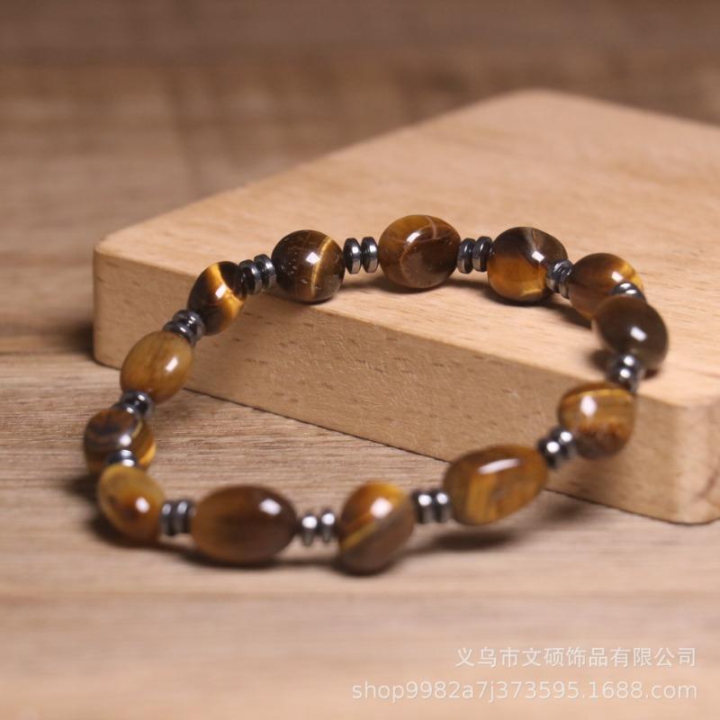 Tiger's Eye Hematite Beaded Bracelet – Grounding Healing Jewelry, Minimalist Protection Gift for Men Women