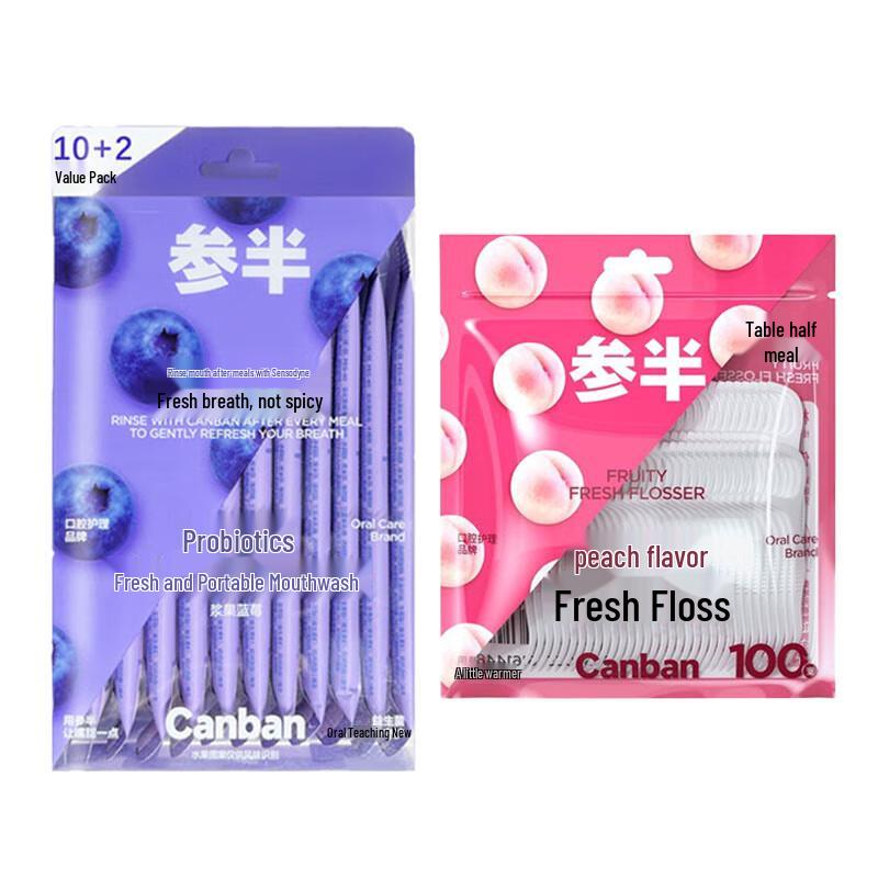 Canban Berry Mundspülung & Pfirsich Zahnseide Set