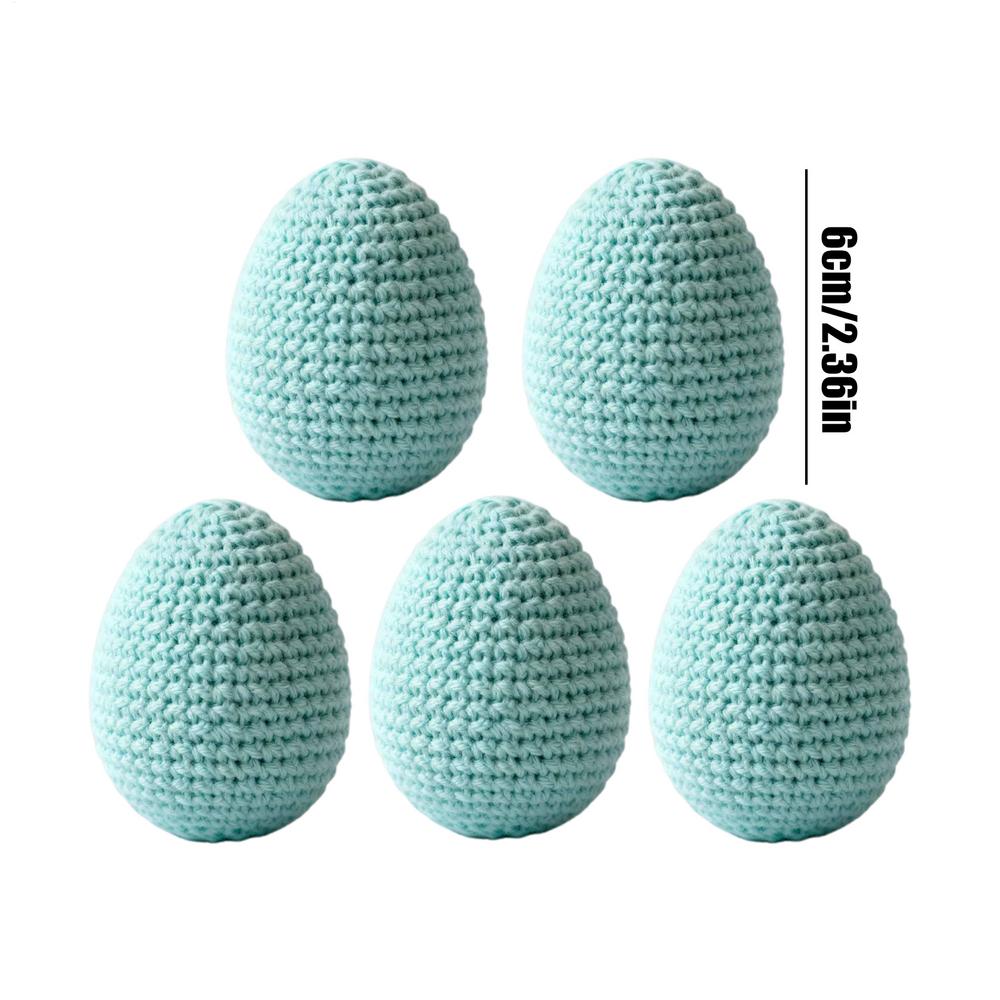 

5pcs Knitted Easter Eggs Knitted Spring Party Favors Pastel Eggs home decoration For Vase Wreath Garland Dining Workplace Party синий