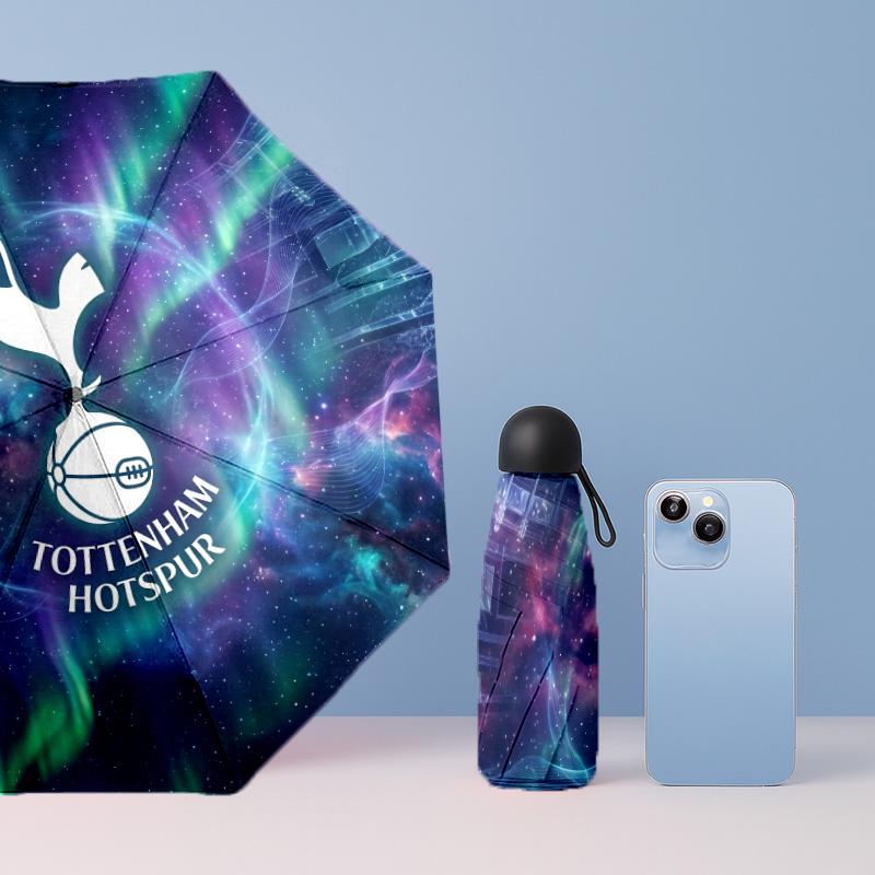 Tottenham Hotspur Pattern Printed Mini 5 Folds 8 Ribs Compact Umbrella Windproof Waterproof Lightweight Portable Folding