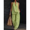 2026 Summer Women's Solid Color Halter Neck V-Neck Sleeveless Casual Suit