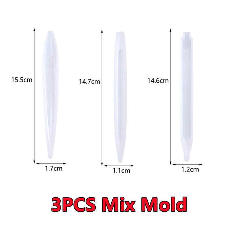 New Transparent Pen Silicone Mold Set DIY Ballpoint Pen Molds Epoxy Resin Mold for Jewelry Casting Transparent Pen Holder Making