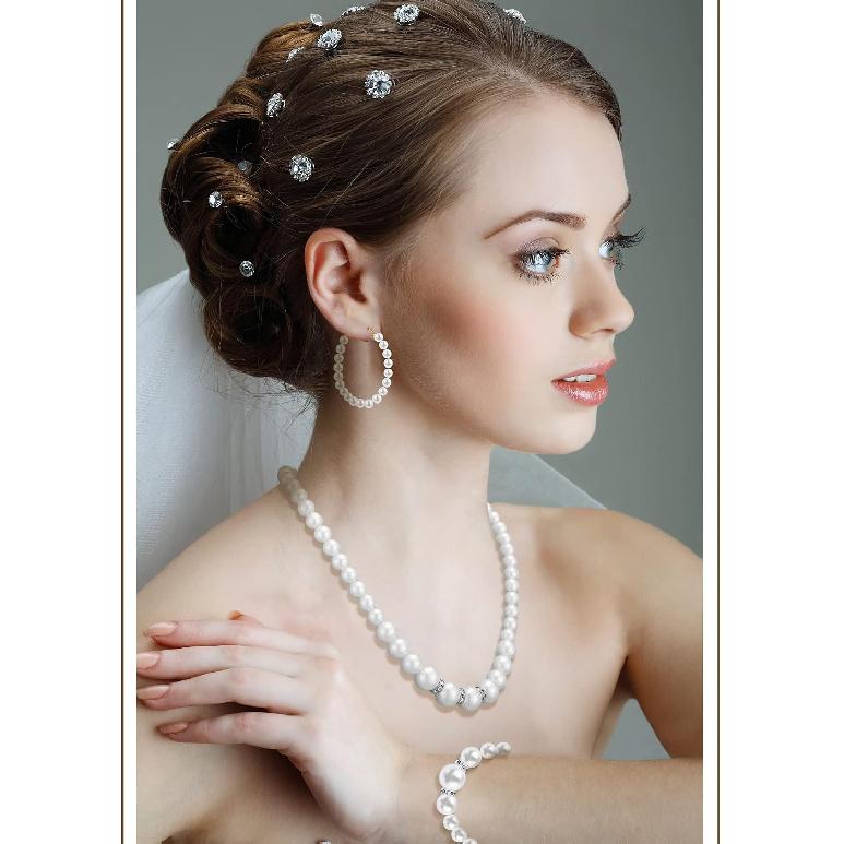 BBTO 8 Pcs Pearl Necklace and Earring Set for Women Faux Pearl Bracelet Costume Jewelry Set for Wedding Bridal Shower Party