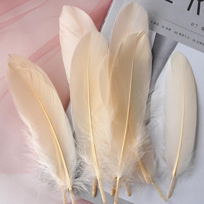 50Pcs White Feather Goose Feather Hard Floating Dream Net Decorative Wings Sun Flower Wall Decoration Kindergarten Handmade Art Class Materials