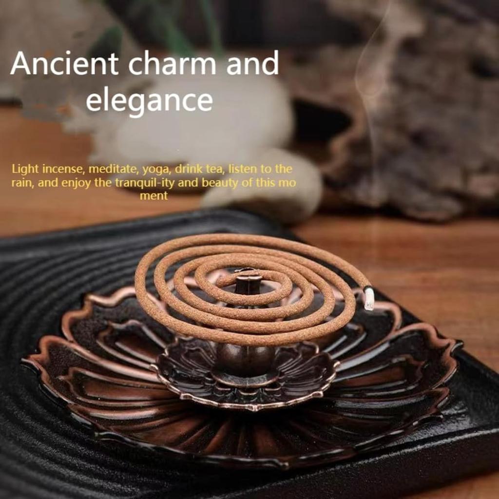 Incense Burner-Brass Lotus Stick Incense Holder,Detachable Incense Ash Catcher
