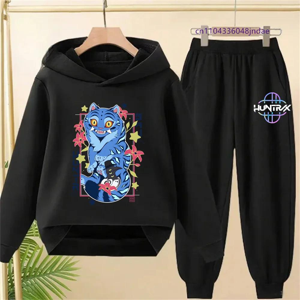 KPop Łowcy Demonów Dzieci Kreskówka Bluza z Długim Rękawem i Spodnie 2-częściowy Zestaw Maluch Niemowlę Dziewczynki Chłopcy Strój Butikowa Odzież Garnitur