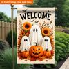 2D Flat, 2D Flat Printing Garden Flag 1pc, Halloween Elements Pumpkin Durable Single-Sided Print Yard Flag, Garden & Home Holiday Decoration, 29.97x44