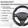 White Embroidery Butterfly Car Steering Wheel Cover14.515 Inch Universal Leather Covers Breathable AntiSlip Odorless Steering W