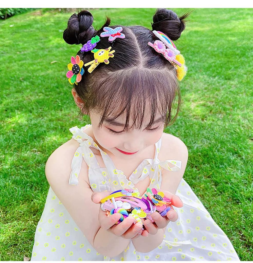 GOCROWEEN 28-Piece Deluxe Hair Clip Set for Girls, Kids Hairpins, Hair Ties, Hair Accessories, Hair Bands, Hair Ornaments, Stylish Hair Ornaments for