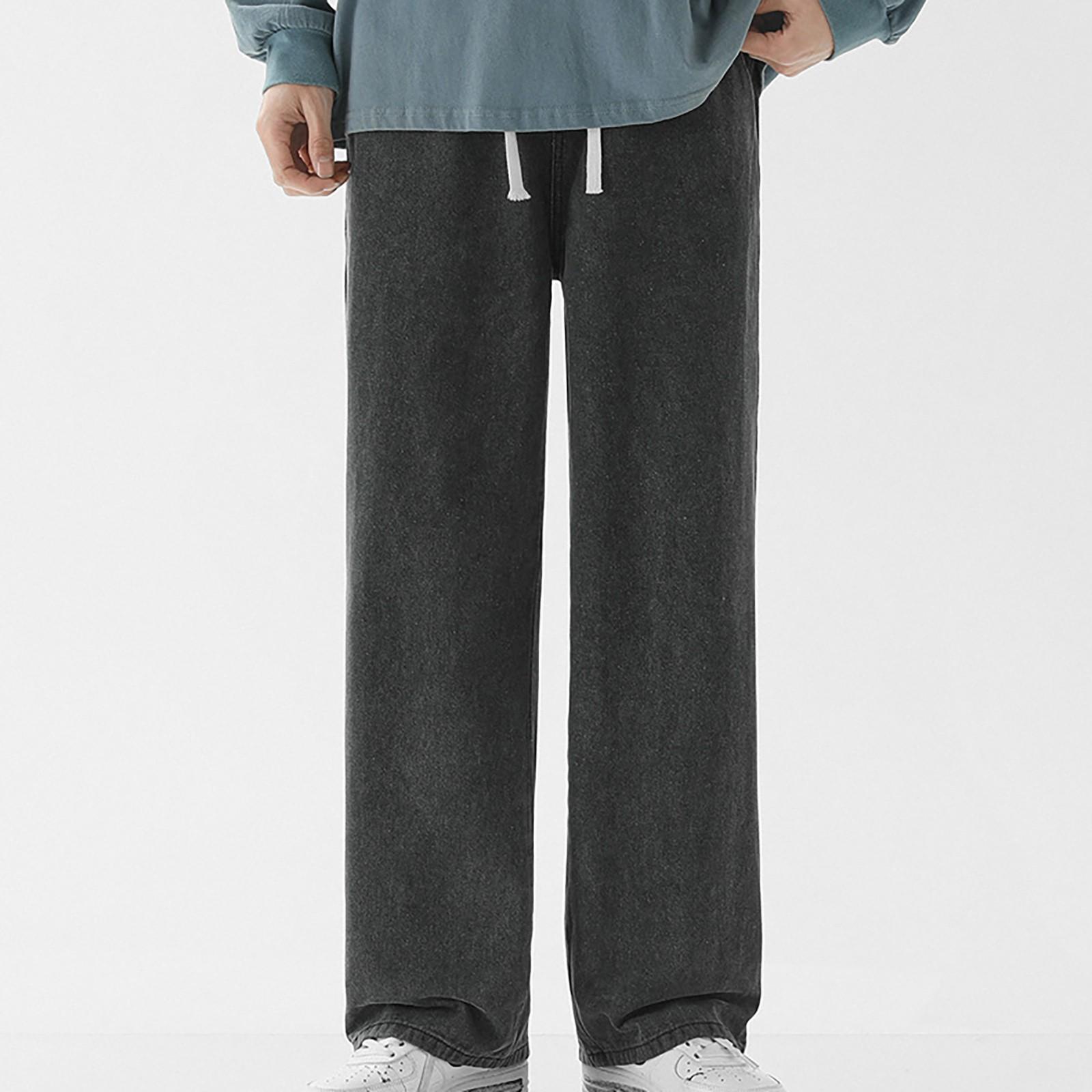 

Мужские хлопковые и льняные модные повседневные однотонные дышащие брюки M чёрный