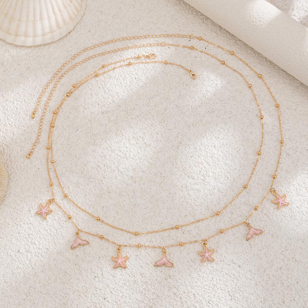 2Pcs/Set Boho Fishtail Starfish Pendant Waist Chain Women Sexy Bikini Multilayer Belly Chain Summer Beach Body Jewelry