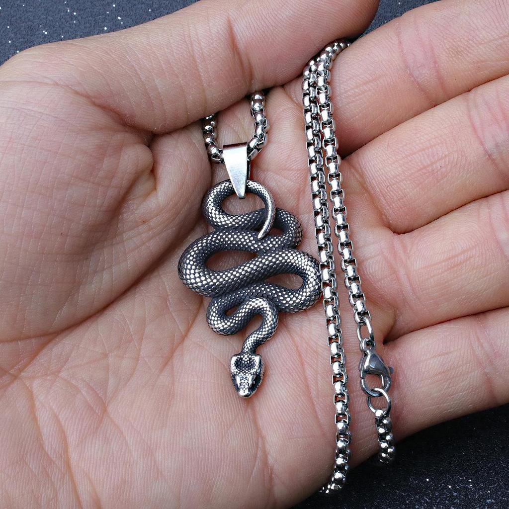 Hip-Hop Zodiac Year of the Snake Pendant: Cobra King Necklace for Men & Women - Stainless Steel Animal Jewelry