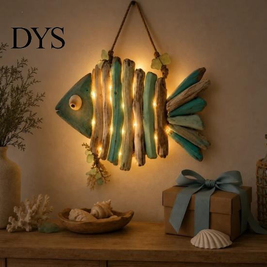 Cordless Wall Lighting Coastal Fish Pendant with Light, Fish/Turtle/Jellyfish/Dolphin/Octopus/Whale Shape, Resin Ocean Bedroom Bedside Light