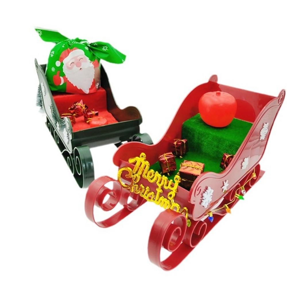 Candy Snowmobile Tabletop Decoration Plastic Sledge Car Santa Claus Gift Deer Car Self-assembled To Match The Set