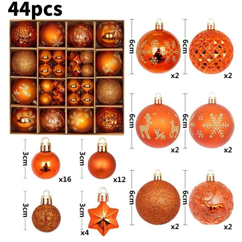 Charming 44 Piece Decorative Christmas Balls In Unique Shapes For Elegant Holiday Display