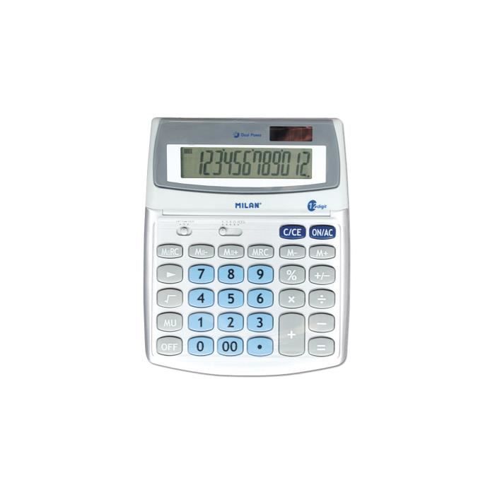 Calculatrice de bureau - Extra grande - 12 chiffres - Écran inclinable - Finitions métal