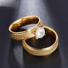Set of 2 Frosted Zirconia Solitaire Unisex Stacking Rings with Sparkling Four-Claw Niche Design