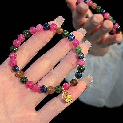 Syntetický turmalín Denní zlatý náramek Dámský Barevný Retro Smysl pro design Korálkový náramek