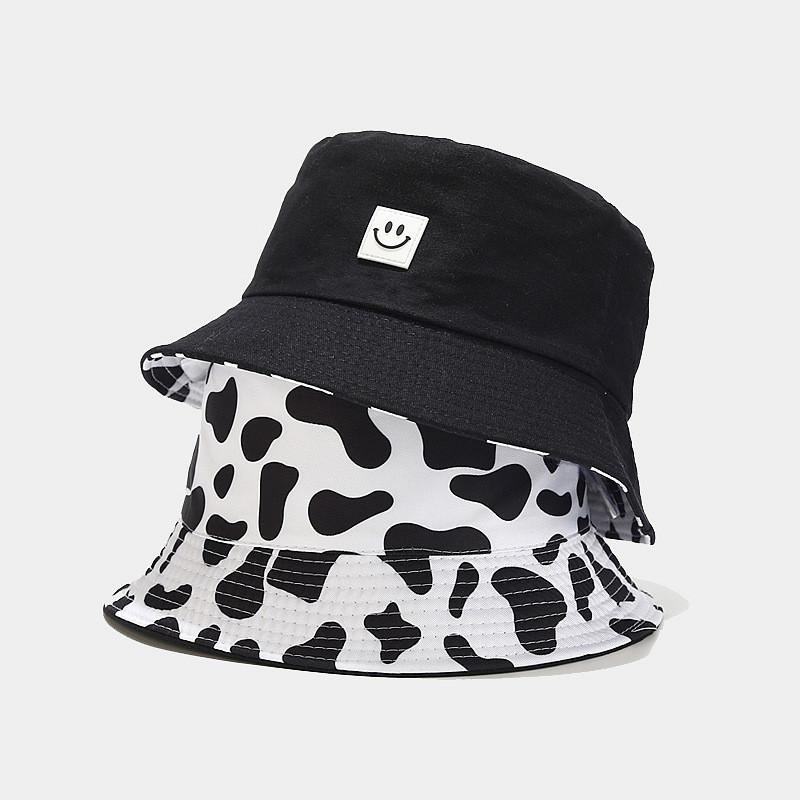 Unisex Cotton Cow Pattern Print Sun Hat With Sunshade And Antiinsect Function For Beach And Outdoor Activities