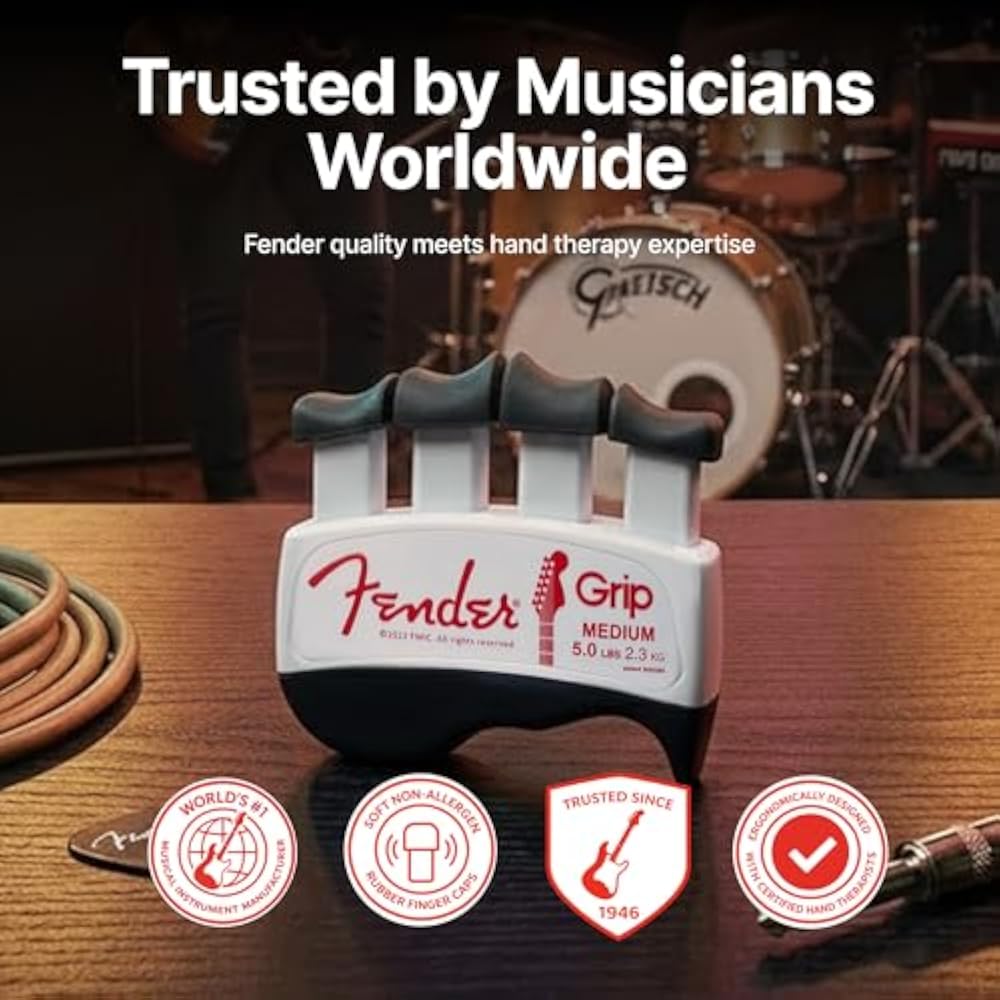 Fender GRIP Hand and Finger Exerciser (Medium - 5 lb/2.3 kg) - the ultimate ergonomic finger stre...