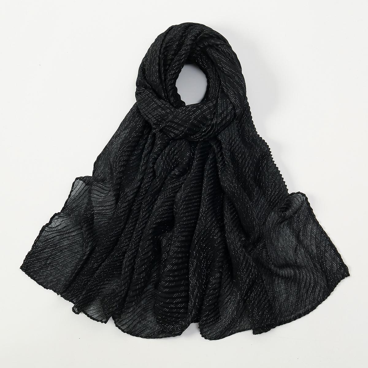 Морщинистый Блестящий Вискозный Хиджаб Шарф Женский Мусульманские Хиджабы Платки Однотонные Женские Легкие Головные Уборы Исламский Тюрбан Платки на Голову