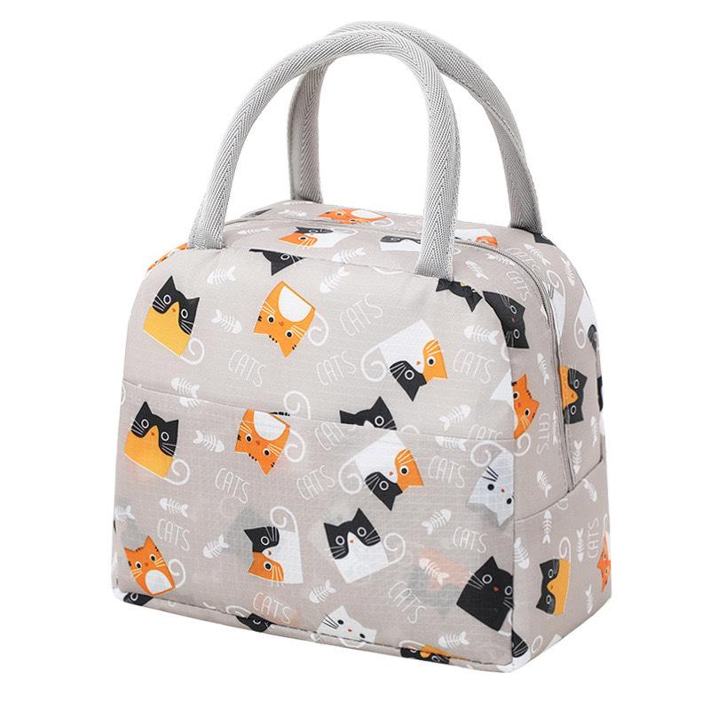 Cartoon Lunch Meal Bag for Office Workers Adult Insulated Lunch Bucket Insulated Bag Lunch Lunch Bag Bento серый