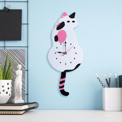 Cat Clocks Wall Cat Clock With Moving Tail Cute Silent Watch Decoration Cartoon Accessory For Home Kitchen Office Bedroom