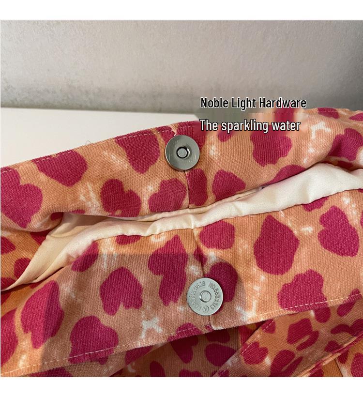Leopard Print Corduroy One-Shoulder Tote Bag - Versatile, Large Capacity, and Fashionable