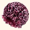 1PC Hair Bonnet Printed Leopard Double Layer Satin Splicing Hair Bonnet For Sleeping For Curly And Straight Hair