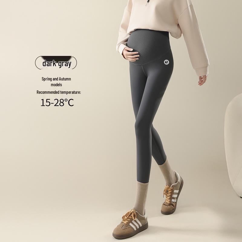 Maternity Shark-Patterned Leggings: Wearable as Yoga Pants, with Fleece Lining for Warmth in Autumn/Winter. Non-Constrictive Design.