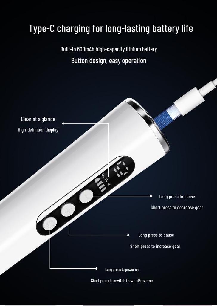 Portable Electric Nail Grinder & Buffer, Nail File, Polish Remover, Professional Gel/Acrylic Tool
