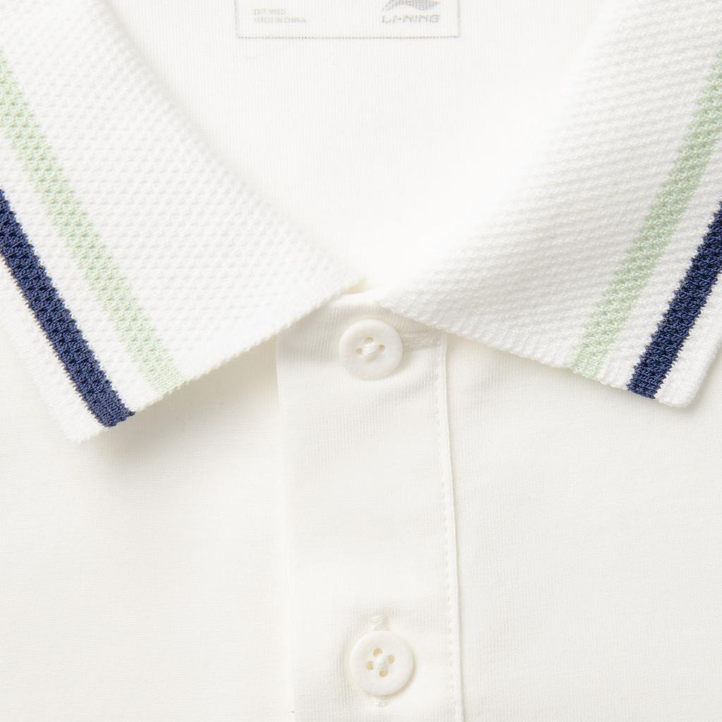 Li Ning Sports Trend Series Color Block Soft Comfortable Breathable Versatile Casual Short Sleeve Polo Shirt Men Polo Shirts Off-White APLV307-1