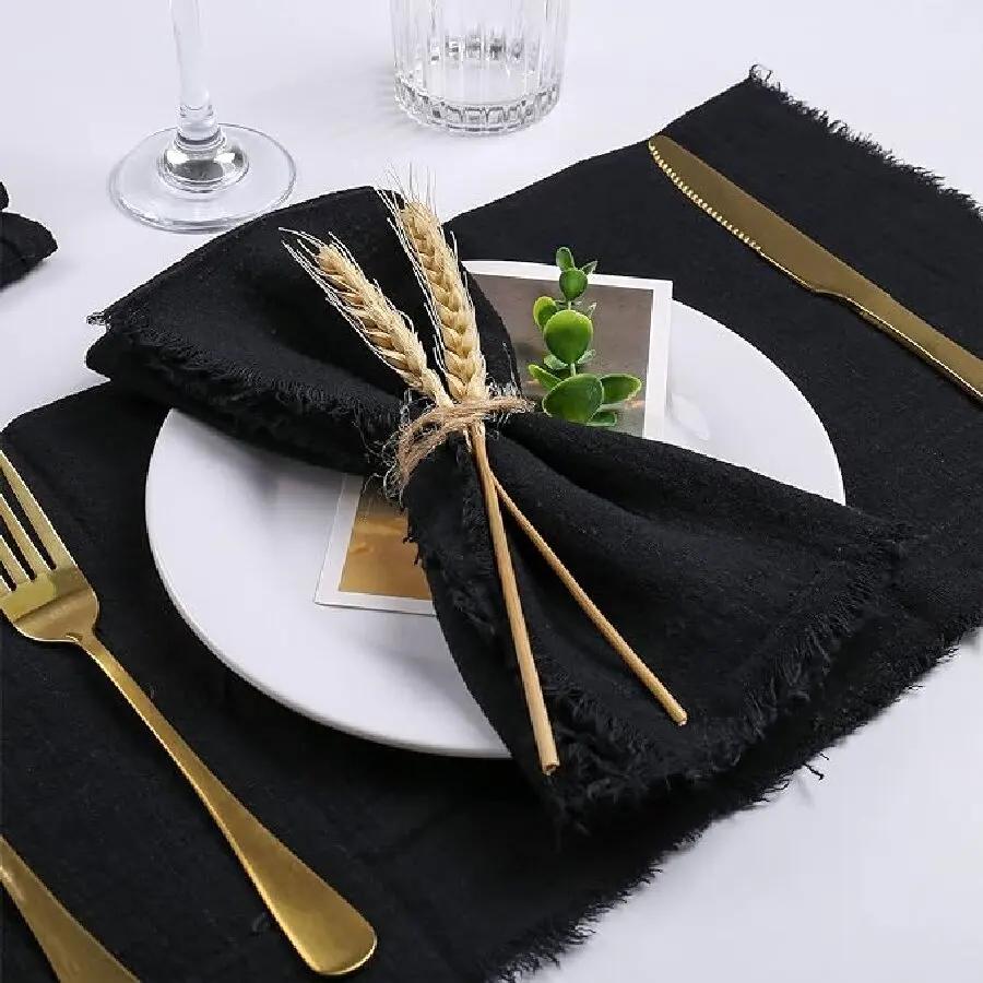 50PCS Wholesale Gauze Cotton Napkin 32x32cm Baby Blue Tea Towel Reusable Wedding Party Christmas Table Decor Burrs Napkins