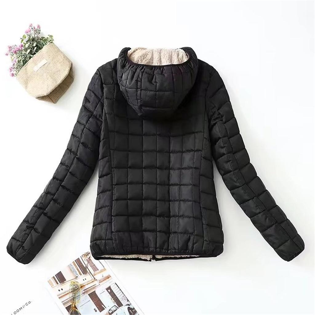 Womens Long-Sleeve Zipper Front Hoode Warm Casual Raglan  Jacket With Pockets Coat Outwear