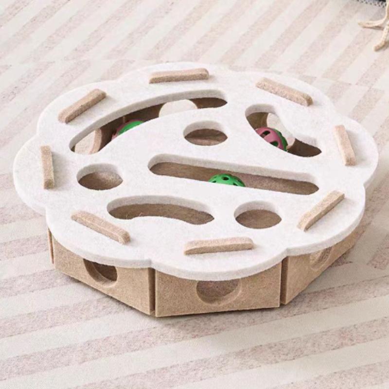 Pet Cat Puzzle Maze Holes Toys Felt Box With Bell Ball Kitten Playing Toys Interactive Funny Cat Supplies