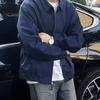 Men Coat Lapel Collar Long Sleeve Solid Color Jacket with Pockets Loose Fit Street Style Casual Outerwear