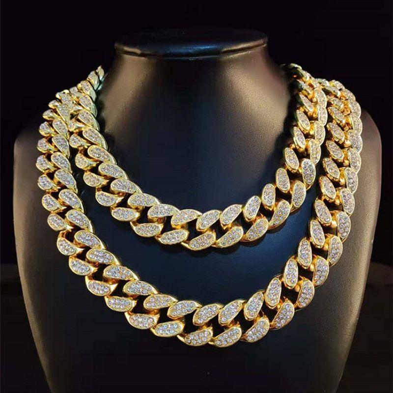 European Hip Hop Domineering 20mm Exaggerated Cuban Full Diamond Necklace Male Daikin Chain Miami Fashion Classy Cuban Link Chain