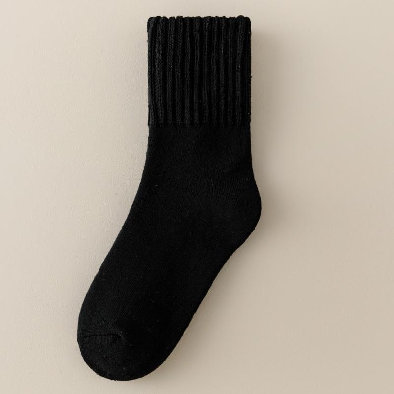 Cross-Border Terry Socks, Medium Socks, Thickened Warm Sleeping Socks, Winter Fleece Solid Color Confinement Socks