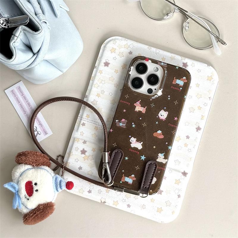 Dachshund-Themed Autumn/Winter Phone Case with Hand Strap for iPhone 17/16 Pro Max/15/14