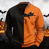 Men's Casual Retro Half Zip Long Sleeve Sweatshirt with Halloween Print