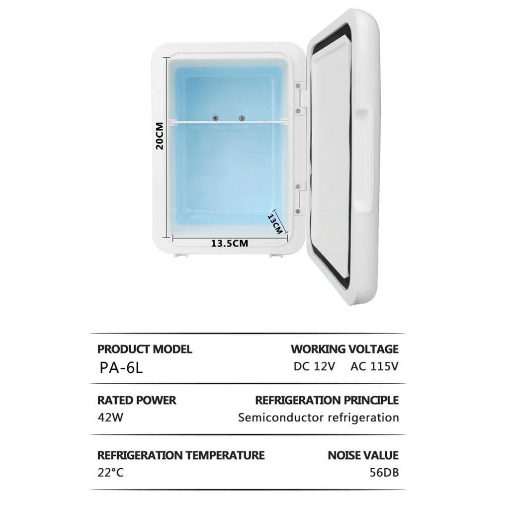 Portable Car/Home Refrigerator Freezer Warmer Outdoor 6L Mini Fridge Refrigerator Icebox For Camping 42W