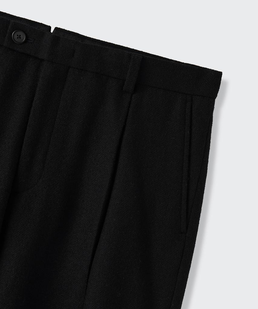 Musinsa Standard Wool Blend Traditional One-Pleat Tapered Slacks [Black]