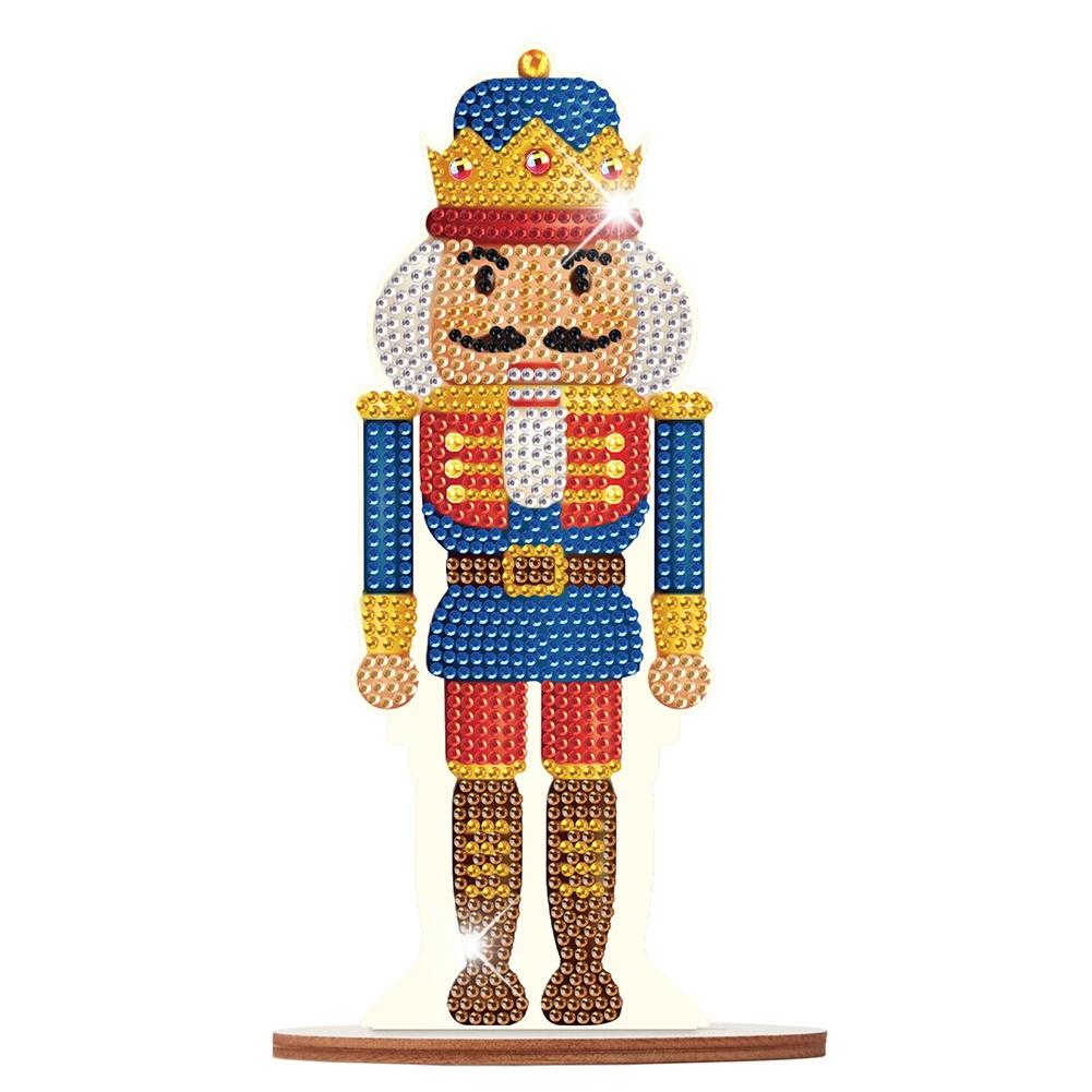 Diamond Painting Christmas Ornament Wooden Desktop Nutcracker Table Top Diamond Painting Decor for Home Office Desktop Decor